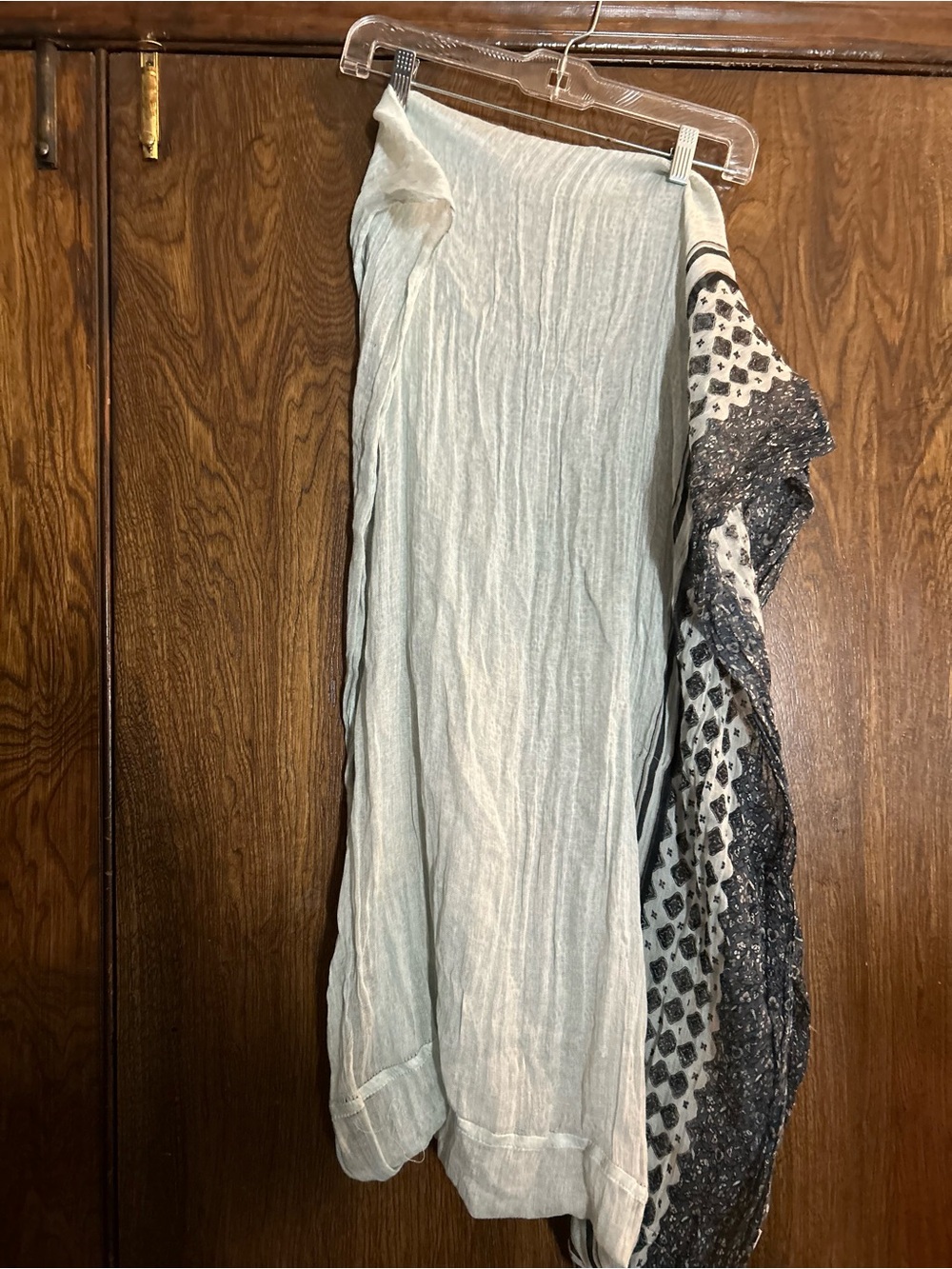 Light Cream and Charcoal Patterned Women's Wrap Scarf